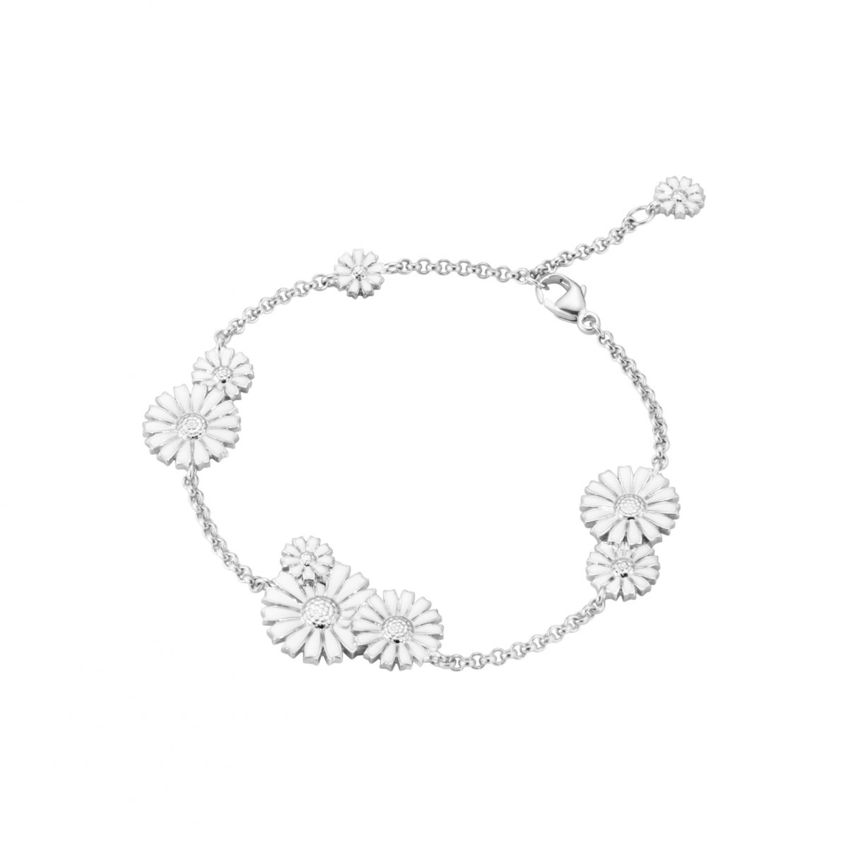 Daisy 9 Flower Layered White Enamel